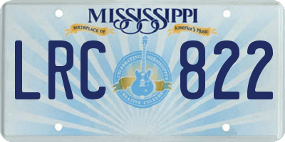 MS license plate LRC822