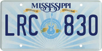 MS license plate LRC830