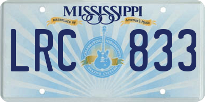 MS license plate LRC833
