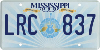 MS license plate LRC837