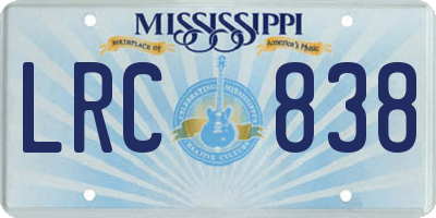 MS license plate LRC838