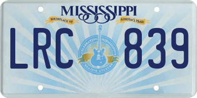 MS license plate LRC839
