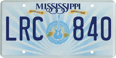 MS license plate LRC840