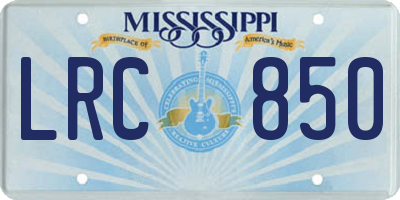 MS license plate LRC850