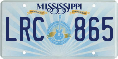 MS license plate LRC865