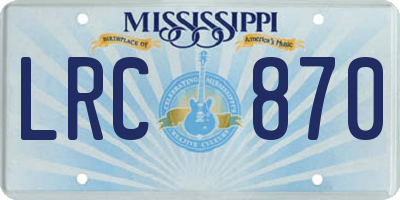 MS license plate LRC870