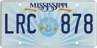 MS license plate LRC878