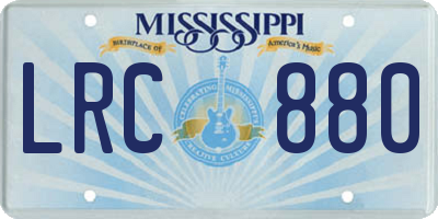 MS license plate LRC880