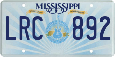 MS license plate LRC892