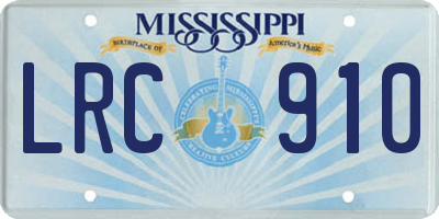 MS license plate LRC910