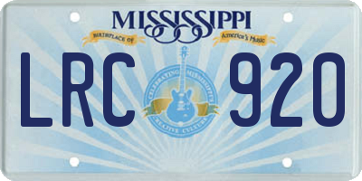 MS license plate LRC920