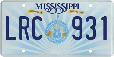 MS license plate LRC931