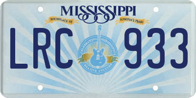 MS license plate LRC933