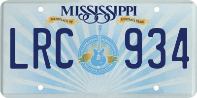 MS license plate LRC934