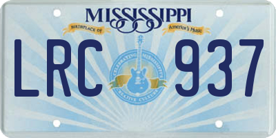 MS license plate LRC937