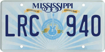 MS license plate LRC940