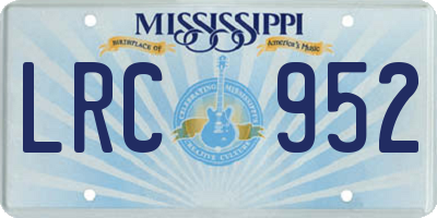 MS license plate LRC952