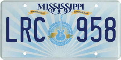 MS license plate LRC958