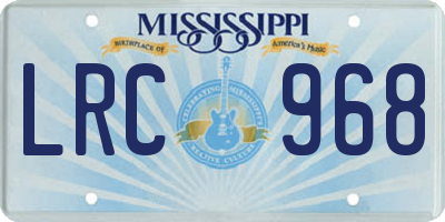 MS license plate LRC968