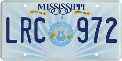 MS license plate LRC972