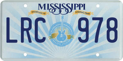 MS license plate LRC978