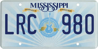 MS license plate LRC980