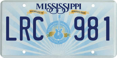 MS license plate LRC981