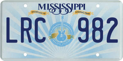 MS license plate LRC982