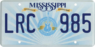 MS license plate LRC985