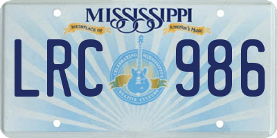 MS license plate LRC986