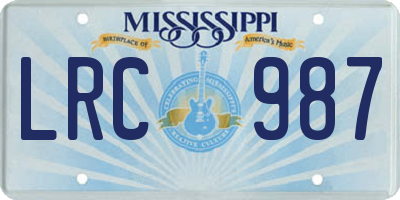 MS license plate LRC987