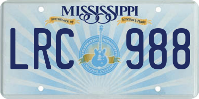 MS license plate LRC988