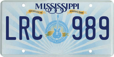 MS license plate LRC989
