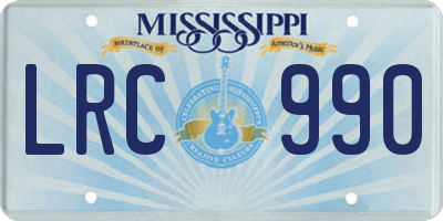 MS license plate LRC990