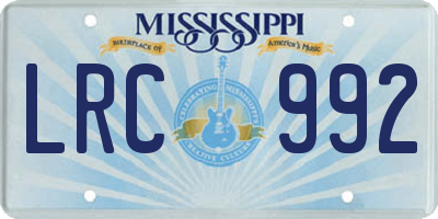 MS license plate LRC992
