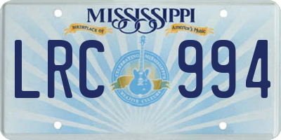 MS license plate LRC994