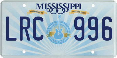 MS license plate LRC996