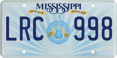 MS license plate LRC998