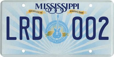 MS license plate LRD002