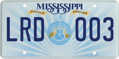 MS license plate LRD003