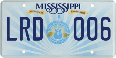 MS license plate LRD006