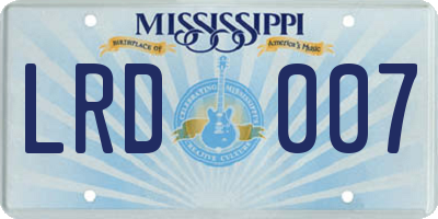 MS license plate LRD007