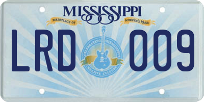 MS license plate LRD009