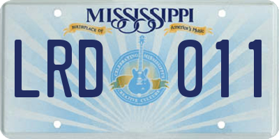 MS license plate LRD011