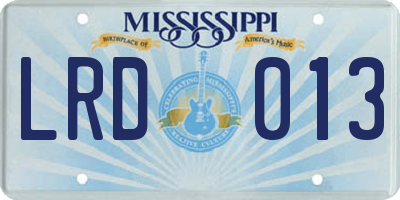 MS license plate LRD013