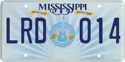 MS license plate LRD014