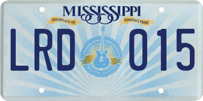 MS license plate LRD015