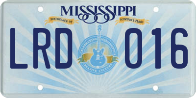 MS license plate LRD016