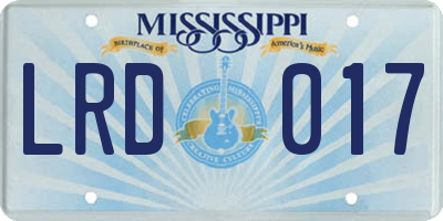 MS license plate LRD017