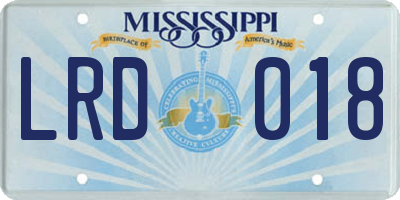 MS license plate LRD018